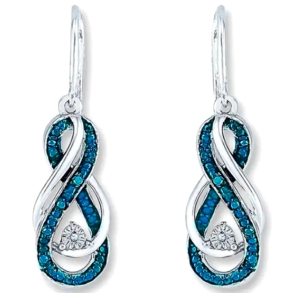 Silver and Blue Infinity Earrings - New